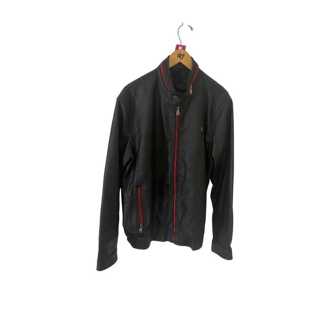 BV Clothing Men's Luxury Italian Black Leather Jacket - XL